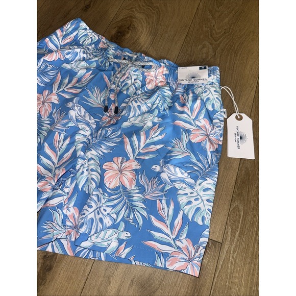 Other - Vintage Summer Men's‎ Hawaiian Turtle Swim Shorts Mesh Brief Blue Medium